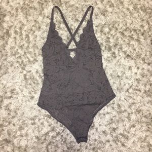 Aerie Grey Lace Bodysuit